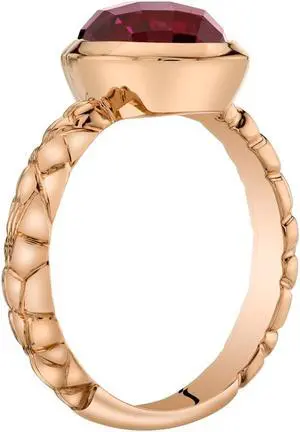 14k Rose Gold 3.00 carat Created Ruby Cupola Solitaire Dome Ring