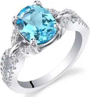 Oravo Swiss Blue Topaz Sterling Silver Forever Ring