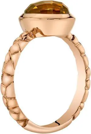 14k Rose Gold2.00 carat Citrine Cupola Solitaire Dome Ring