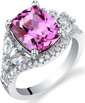 Oravo 4 Carat Created Pink Sapphire Sterling Silver Legacy Ring