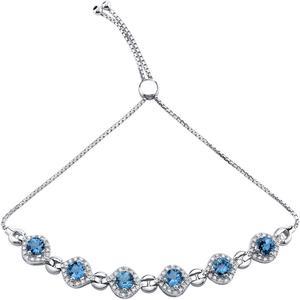 Sterling Silver London Blue Topaz Equate Adjustable Bracelet 3.75 Carats Total