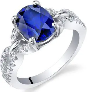 Oravo 2.50 Carats Created Blue Sapphire Sterling Silver Forever Ring