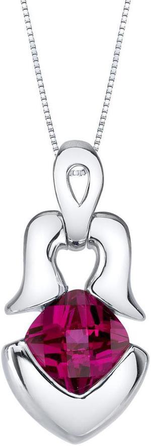 Created Ruby Sterling Silver Tumi Pendant Necklace