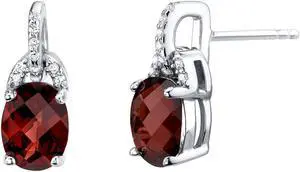 Garnet Sterling Silver Pirouette Drop Earrings 3.00 Carats Total
