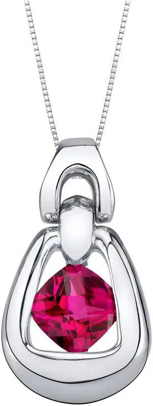 Created Ruby Sterling Silver Sungate Pendant Necklace