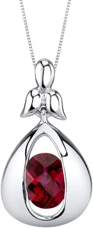 Created Ruby Sterling Silver Cascade Pendant Necklace