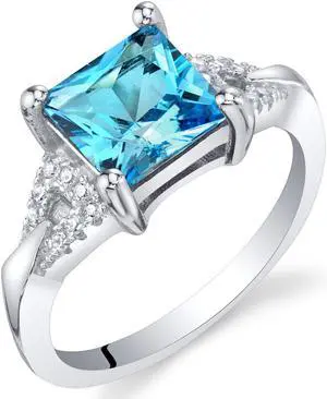 Oravo Swiss Blue Topaz Sterling Silver Sweetheart Ring