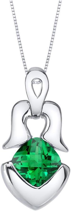 Simulated Emerald Sterling Silver Tumi Pendant Necklace