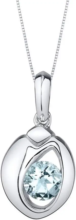 Aquamarine Sterling Silver Sphere Pendant Necklace