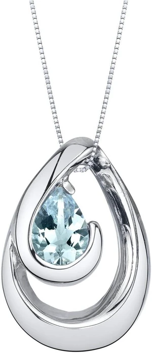 Aquamarine Sterling Silver Wave Pendant Necklace Aquamarine Sterling Silver Wave Pendant Necklace