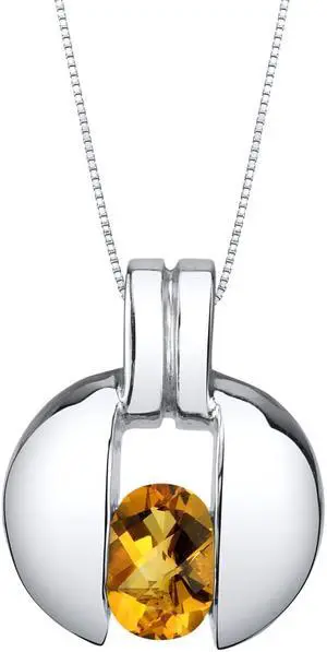 Citrine Sterling Silver Starship Pendant Necklace