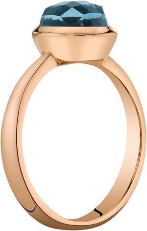 14k Rose Gold 2.00 carat London Blue Topaz Solitaire Dome Ring