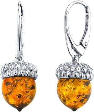 Baltic Amber Sterling Silver Acorn Drop Earrings