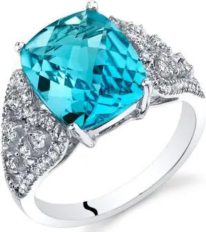Oravo 14K White Gold 4.50 carat Swiss Blue Topaz Opulent Ring