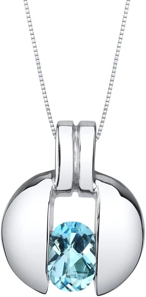 Swiss Blue Topaz Sterling Silver Starship Pendant Necklace Swiss Blue Topaz Sterling Silver Starship Pendant Necklace