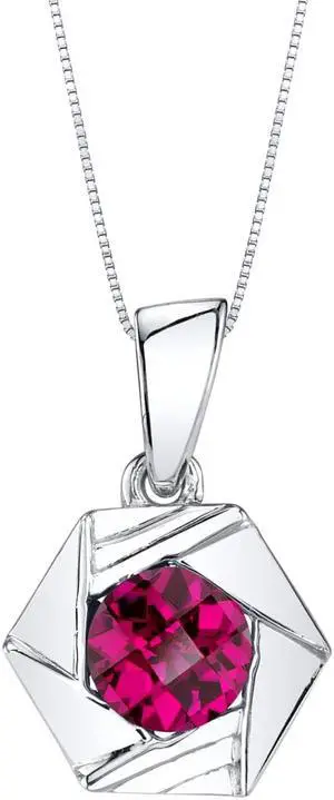 Created Ruby Sterling Silver Cirque Pendant Necklace