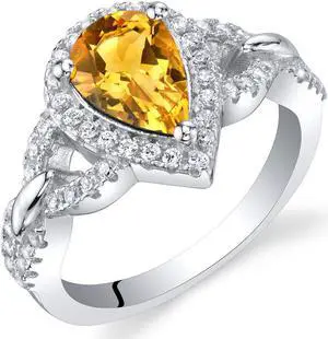 Oravo Citrine Sterling Silver Halo Crest Ring