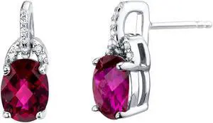 Created Ruby Sterling Silver Pirouette Drop Earrings 3.00 Carats Total