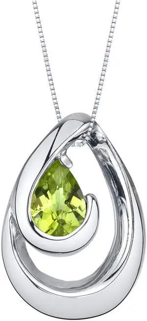 Peridot Sterling Silver Wave Pendant Necklace