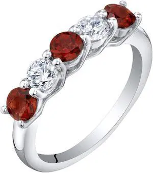 Sterling Silver Garnet Five-Stone Trellis Ring Band
