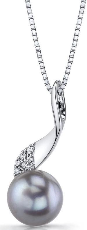 10.0mm Freshwater Cultured Grey Pearl Swirl Sterling Silver Pendant Necklace