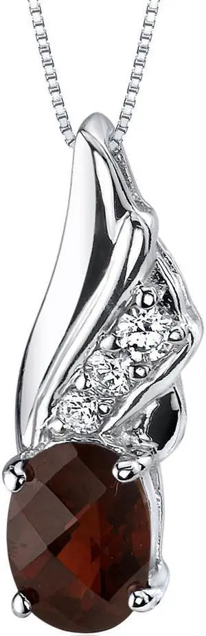 Garnet Pendant Necklace Sterling Silver 1.50 cts