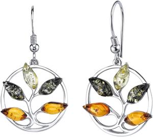 Baltic Amber Autumn Earrings Sterling Silver Multiple Colors