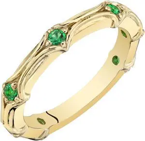 Simulated Emerald Stackable Ring in Yellow Sterling Silver, 0.25 Carats