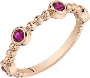 Created Ruby Stackable Ring in Rose Sterling Silver, 0.32 Carats