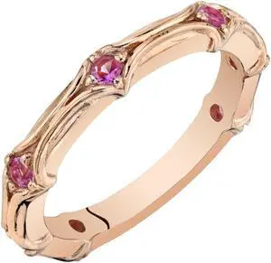 Created Pink Sapphire Stackable Ring in Rose Sterling Silver, 0.32 Carats