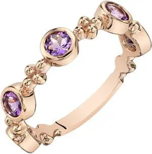 Amethyst Stackable Ring in Rose Sterling Silver, 0.55 Carats