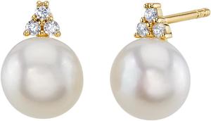 14K Yellow Gold Freshwater Pearl Heirloom Solitaire Stud Earrings