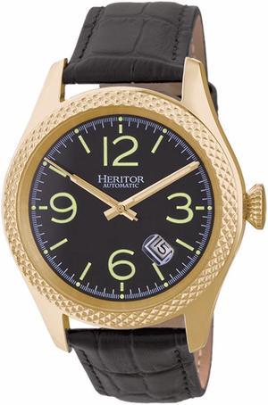 Heritor Automatic Barnes Leather-Band Watch W/Date - Gold/Black