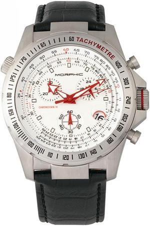 Morphic M36 Series Leather-Band Chronograph Watch - Silver/White