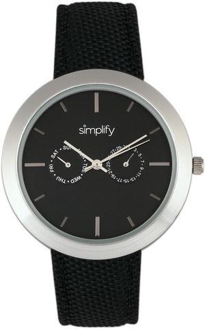 Simplify The 6100 Canvas-Overlaid Strap Watch W/ Day/Date - Black