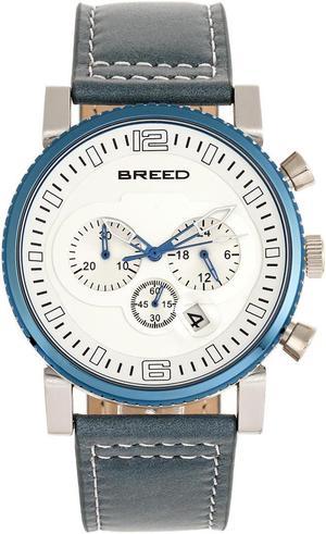 Breed Ryker Chronograph Leather-Band Watch W/Date - Teal/Silver