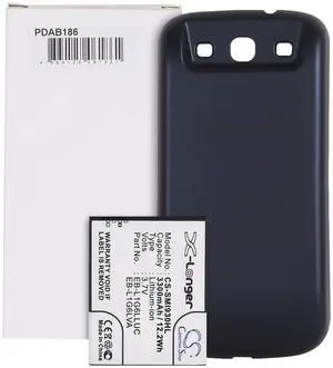 Cameron Sino Extended Battery with White Back Cover for Samsung Galaxy S3 / S III i9300 - Black