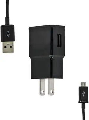 Samsung 2Amp Travel Charger Adapter with Detachable Micro USB Data / Charging Cable - Black (Bulk Packaging)