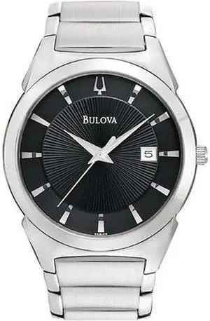 Bulova Steel Bracelet Date Window Black Dial Men's watch #96B149