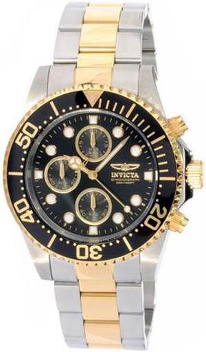 Invicta 1772 Men's Pro Diver Two Tone Black Dial Coin Edge Bezel Chronograph Wat
