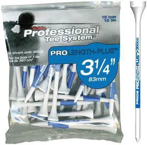 Pride Professional Pro Length-Plus (3 1/4") White/Blue 15pk Golf Tees