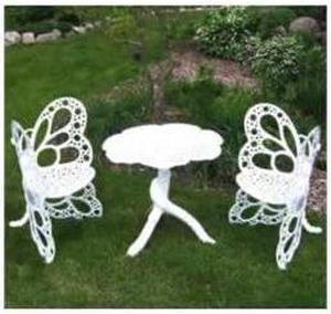 FlowerHouse FHBFBSET-W Butterfly Bistro Set - white