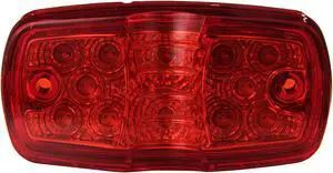 RoadPro 4"x2" LED Diamond Lens "Double Bubble" Sealed Light, Red RP1375RDL