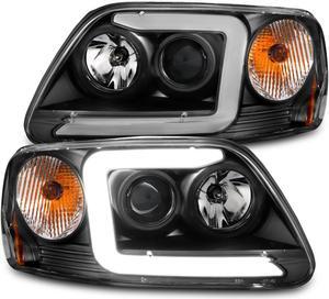 CG Ford F-150 97-04 (01-04: Xl/Xlt/Lariat Model: W/O Stx Or Heritage Edition) Projector Headlights Halo Black Amber (C Light Bar) 02-AZ-FF97-PBC-P-A-C