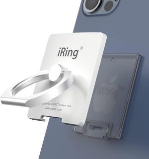 iRing Link Wireless Charging Friendly Phone Holder  Cell Phone Ring Grip Finger Holder and Stand Compatible with iPhone Galaxy and Other SmartphonesPearl White