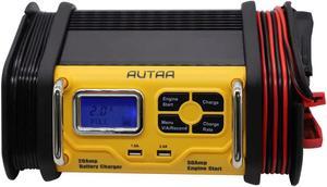 AUTAA 12V Fully Automatic 20 Amp Bench Battery Charger/Maintainer with 50Amp Engine Start, Alternator Check, Cable Clamps.