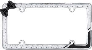 Cruiser Accessories Retro Polka Dot Bling License Plate Frame, Chrome/White/Black/Clear 18553