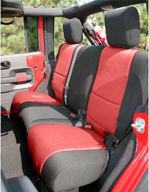 Rugged Ridge Neoprene Rear Seat Cover Black & Red 07-12 Jeep 2-Door Wrangler 13265.53