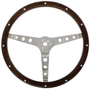 United Pacific 110794 Steering Wheel, 15", Woodgrain, for 3-Bolt Hubs