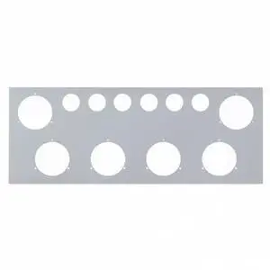 United Pacific 21474 Tail Light Panel, Stainless Steel, Rear Center, with Six 4" Light Cutouts & Six 2" Light Cutouts